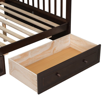 Bunk bed with drawers HouseOfZazla, dark brown frame with wood slats and storage drawers on Tampa Home & Garden Store