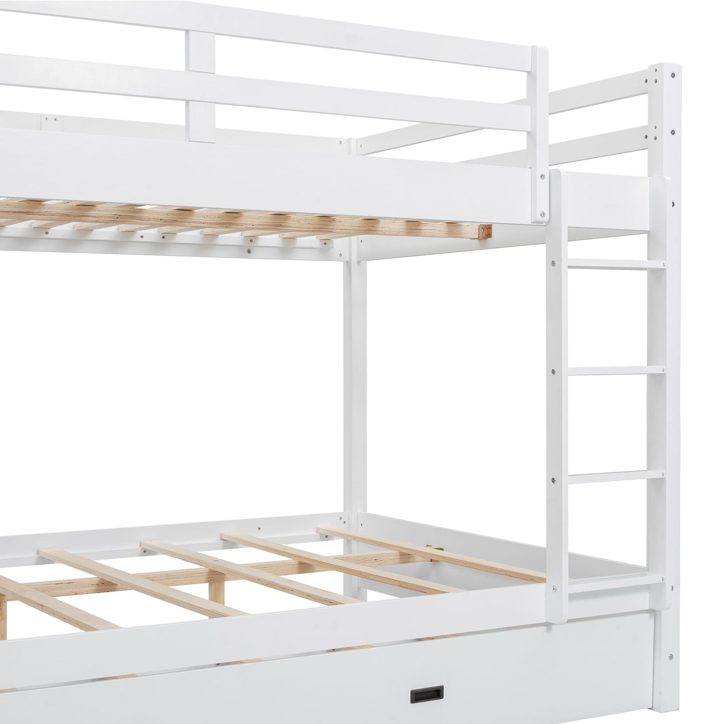 Sturdy bunk bed with ladder in white finish, wood slat bottom, HouseOfZazla bunk bed on Tampa Home & Garden Store