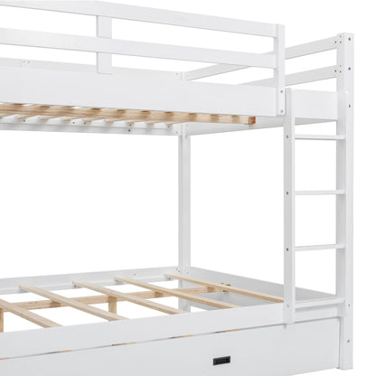 Sturdy bunk bed with ladder in white finish, wood slat bottom, HouseOfZazla bunk bed on Tampa Home & Garden Store