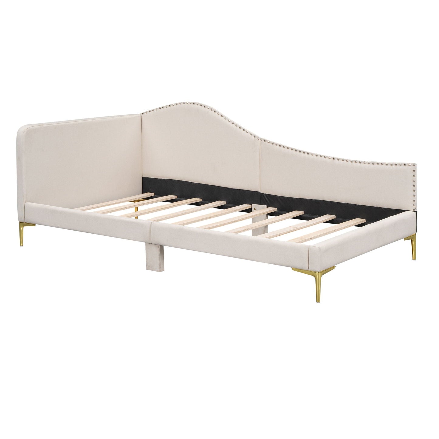 Upholstered Daybed with Headboard and Armrest