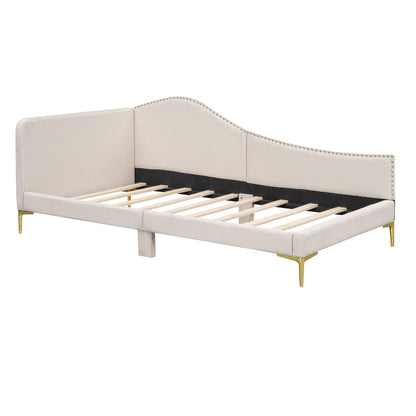 Upholstered Daybed with Headboard and Armrest