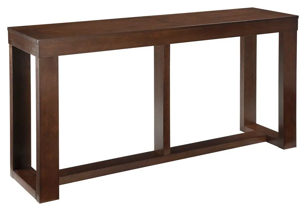 Watson sofa table in dark brown wood with rectangular legs and lower crossbar on Tampa Home & Garden Store
