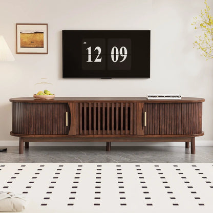 Wood TV Stand With Storage and Sliding Doors