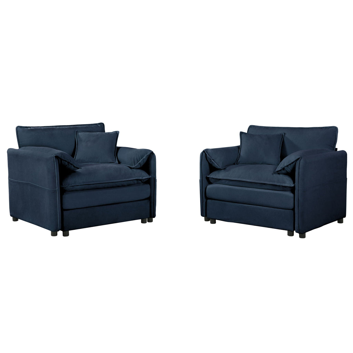 Modern oversized accent chair set of 2 in navy blue fabric on Tampa Home & Garden Store