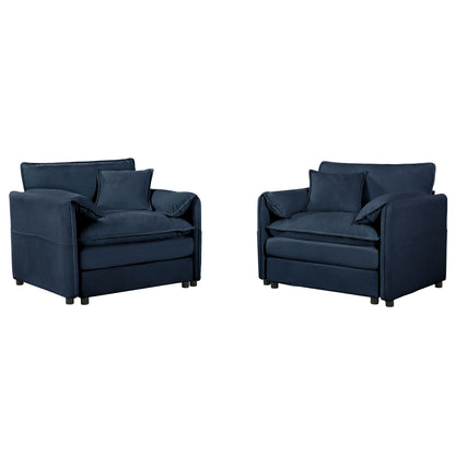 Modern oversized accent chair set of 2 in navy blue fabric on Tampa Home & Garden Store