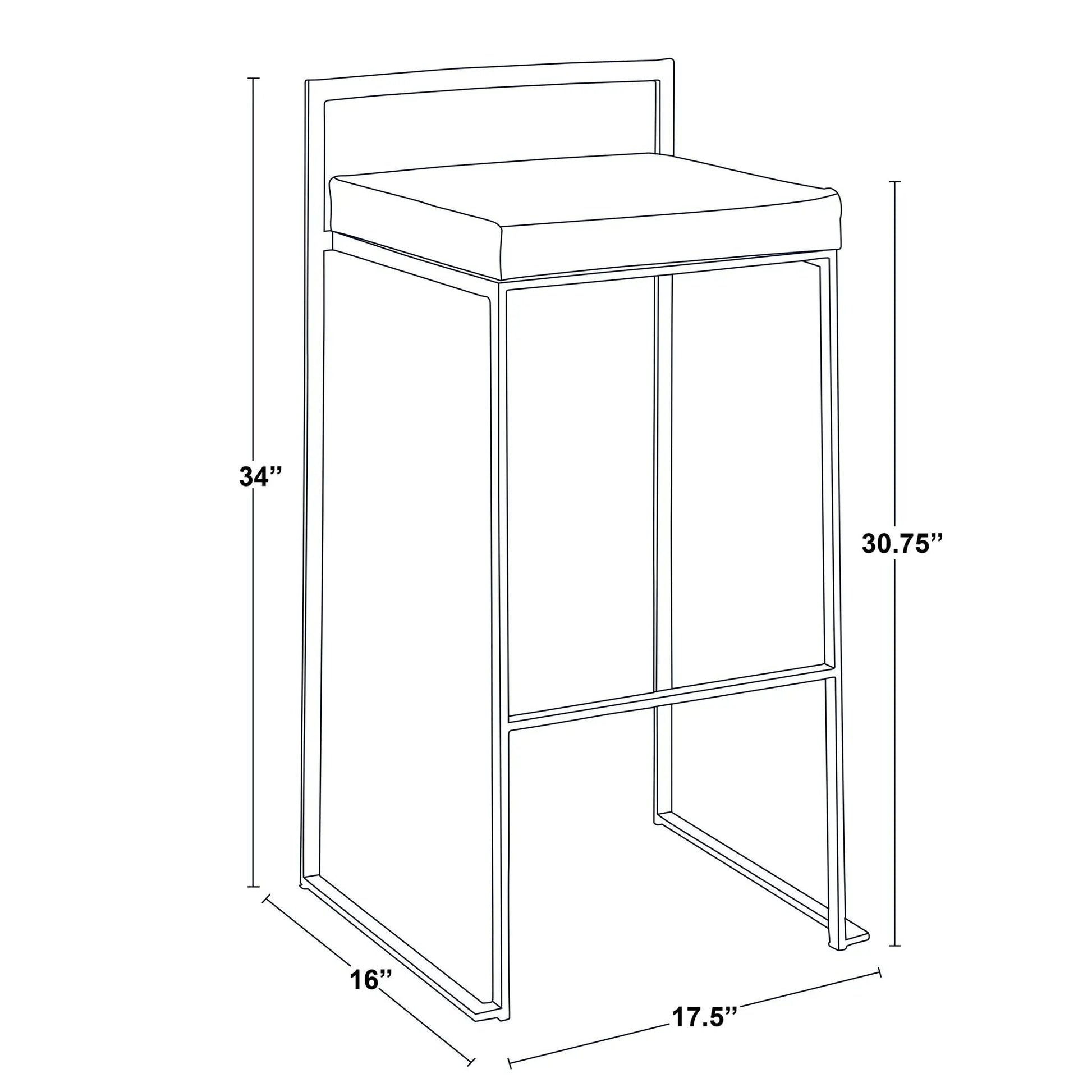 Fuji Contemporary Glam Barstool by Unique Piece Furniture, padded seat and backrest on Tampa Home & Garden Store