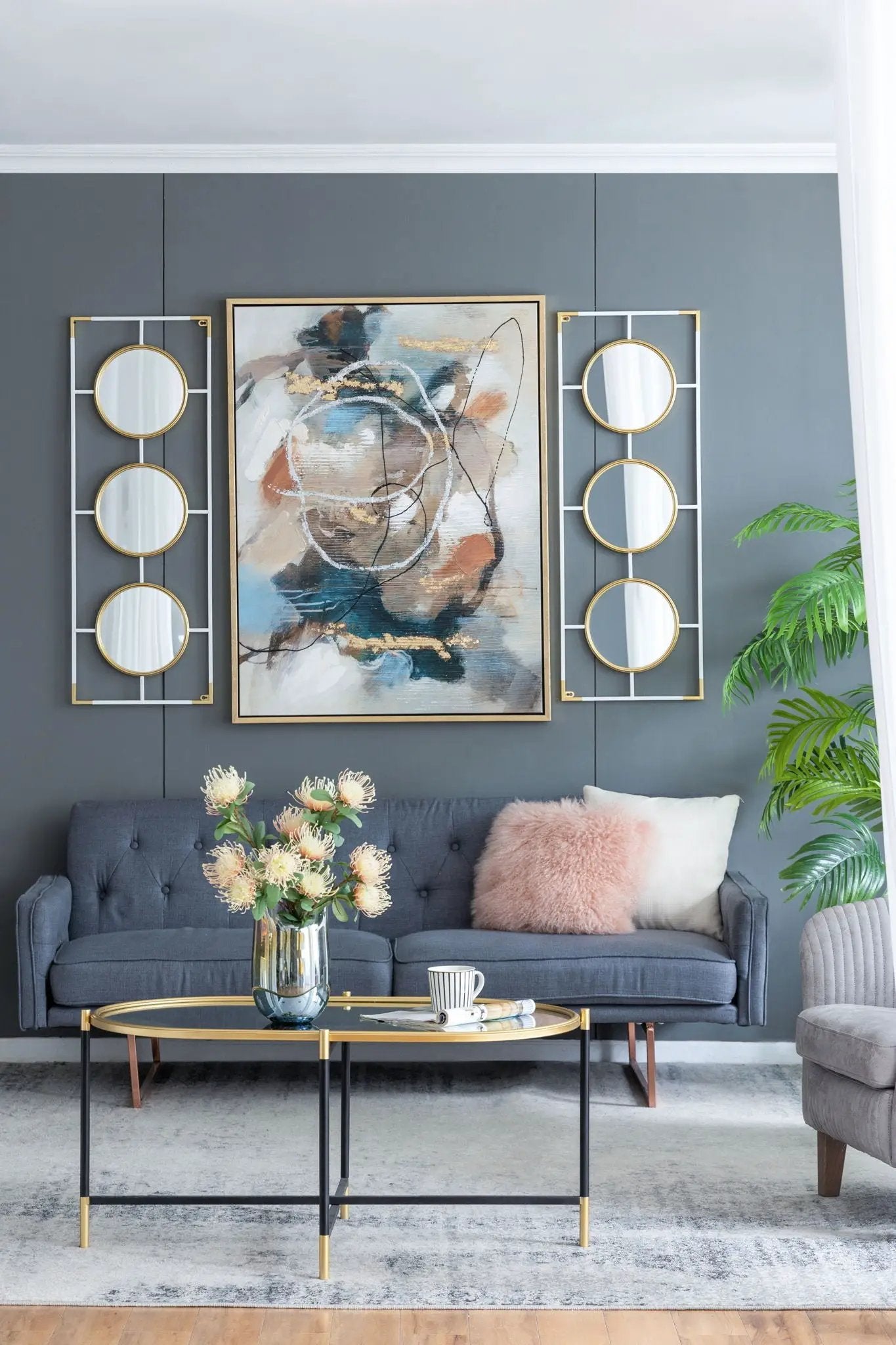 Three Mirror Wall Decor in Rectangular Frame