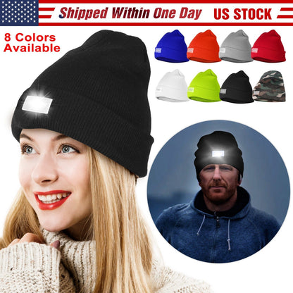GemGear unisex knitted beanie with 5 LED headlamp, black winter hat for camping and running on Tampa Home & Garden Store