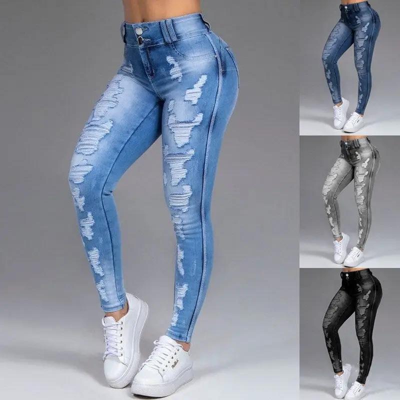 FLIPSTYLEZLLC ripped women's skinny jeans set of 4 distressed options in blue gray black on Tampa Home & Garden Store