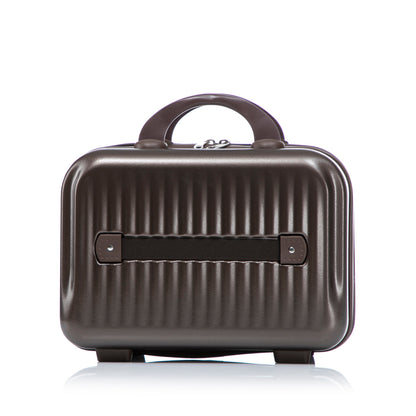 Brown ABS spinner luggage with ribbed exterior and curved top handle on Tampa Home & Garden Store