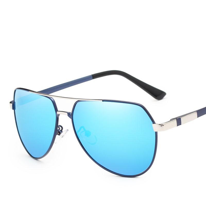 Stevvex aviator polarized sunglasses with blue mirrored lenses, metal frame, unisex design on Tampa Home & Garden Store