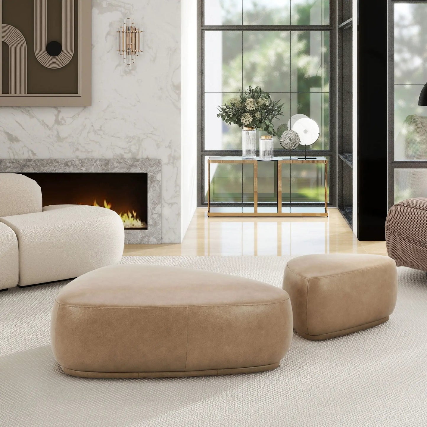 Pebble Rounded Triangle Cocktail Ottoman Durable