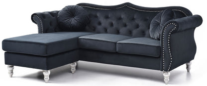 Hollywood Glam Sofa Chaise and Tufted Nailhead