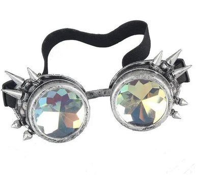 Steampunk Goggles with metallic silver frame and iridescent crystal lenses FLIPSTYLEZLLC on Tampa Home & Garden Store