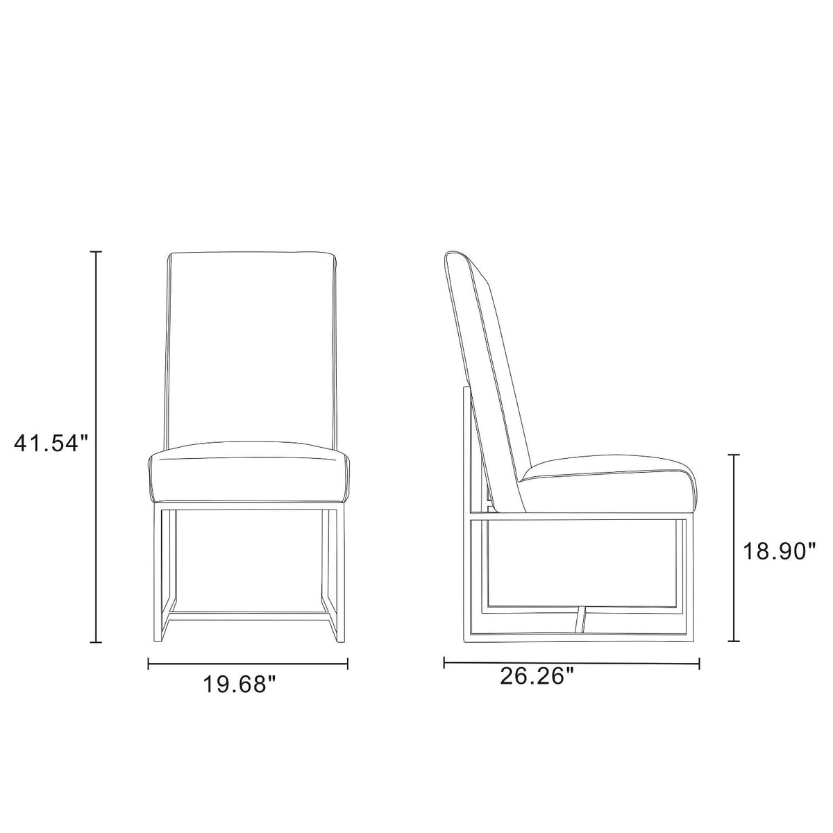 Element Dining Chair by HouseOfZazla; upholstered cushion, slim metal frame, cantilever base on Tampa Home & Garden Store