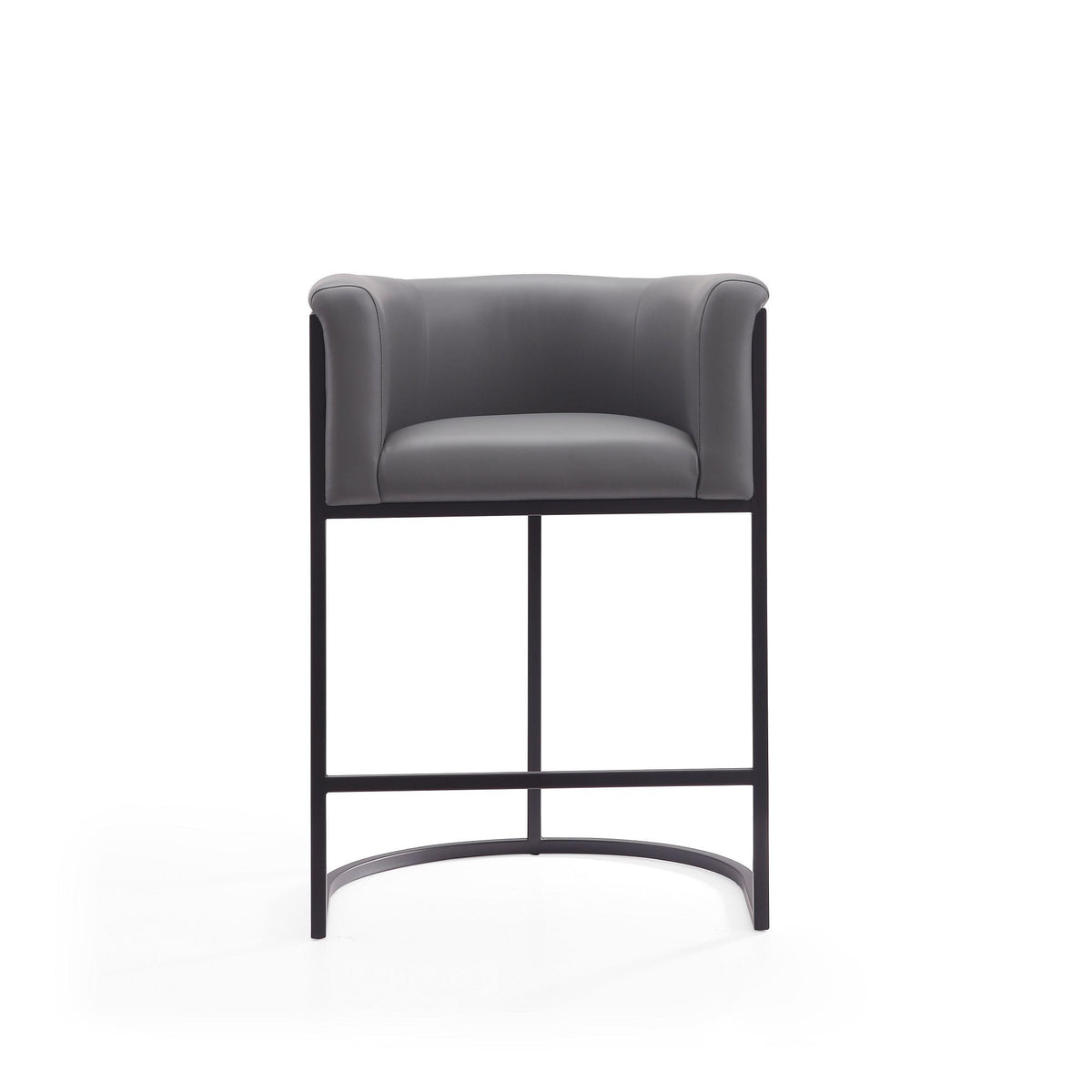 HouseOfZazla Cosmopolitan Stool with grey upholstered seat and black metal frame 24-27 in on Tampa Home & Garden Store