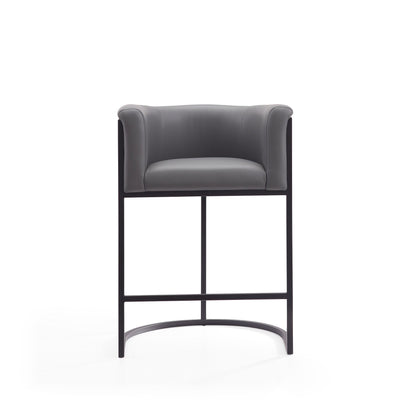 HouseOfZazla Cosmopolitan Stool with grey upholstered seat and black metal frame 24-27 in on Tampa Home & Garden Store
