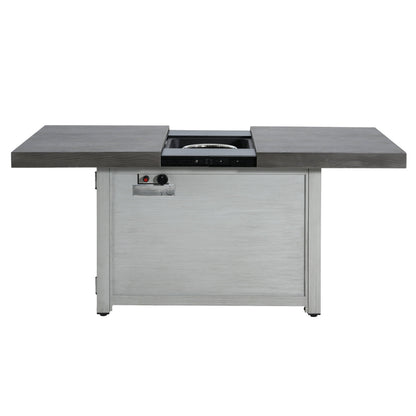 Extendable rectangle aluminum alloy fire pit table, 50,000 BTU, dark top with center burner on Tampa Home & Garden Store