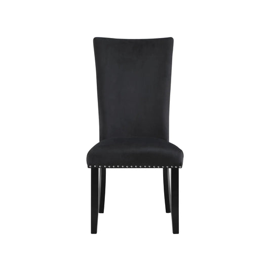 Jhoanna dining chairs set of 2 black upholstered with nailhead trim by Unique Piece Furniture on Tampa Home & Garden Store