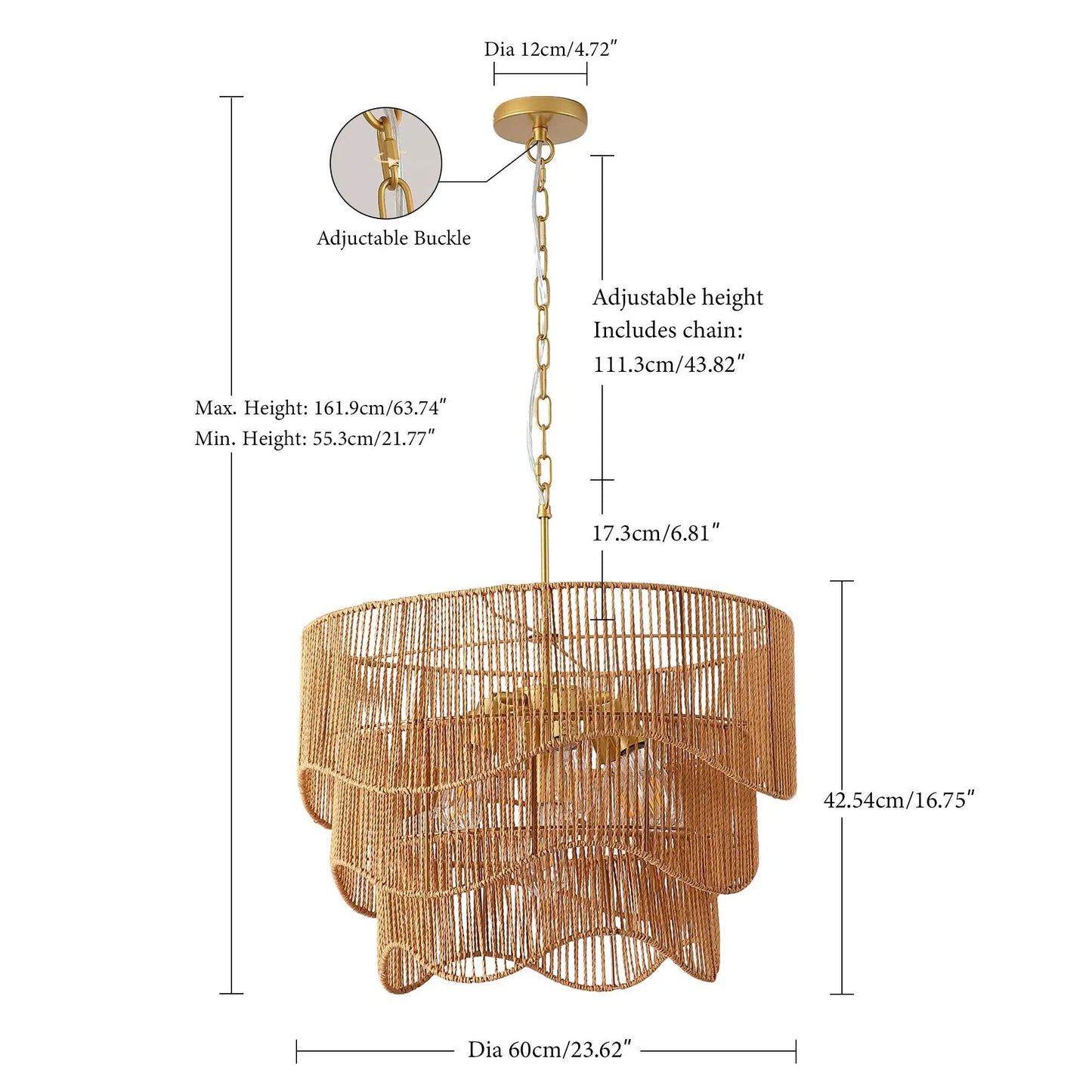 Chandelier With 7 Light E26 Base and Wave Pendant