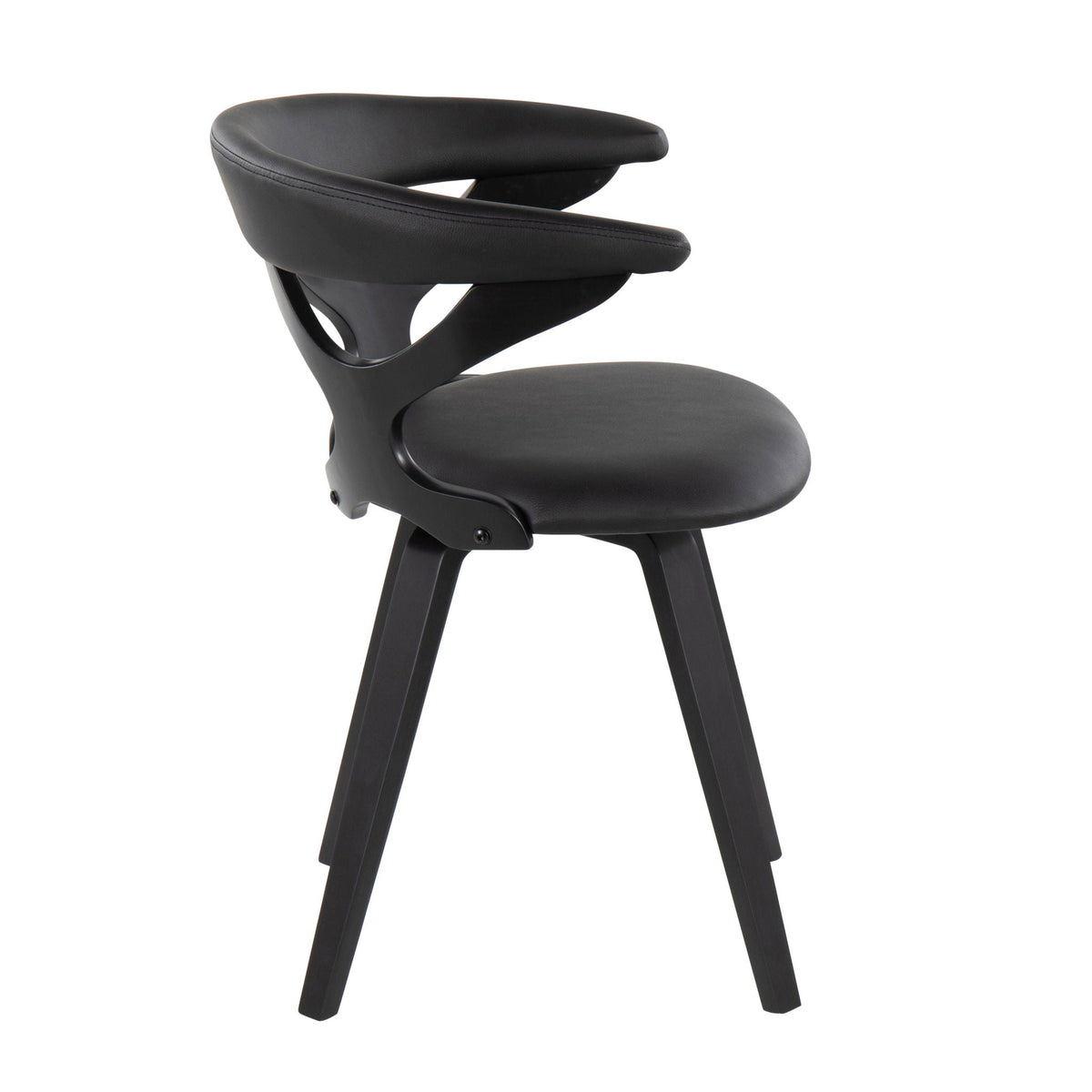 Mid-century modern swivel dining chair for kids in black faux leather, side chair on Tampa Home & Garden Store