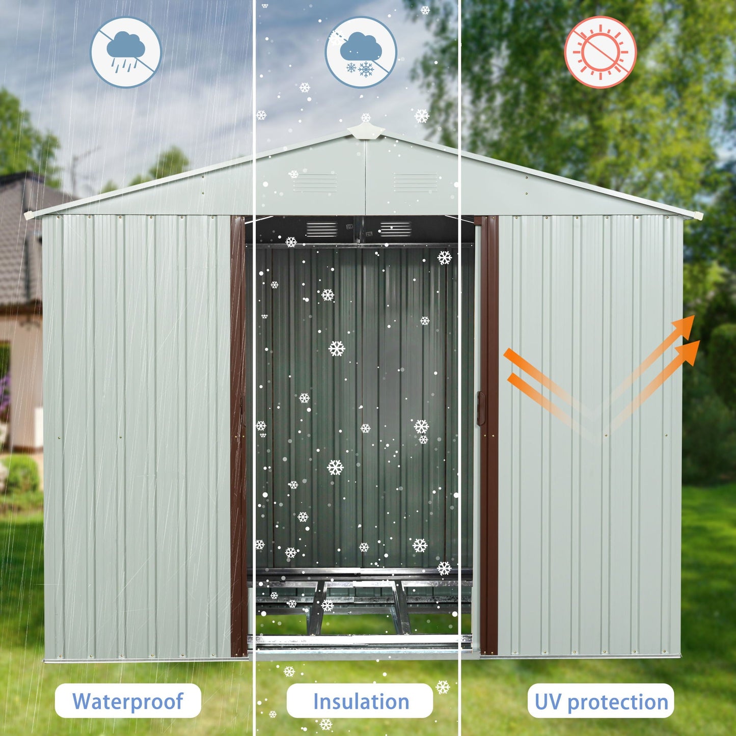 Galvanized Metal Storage Shed and White Finish