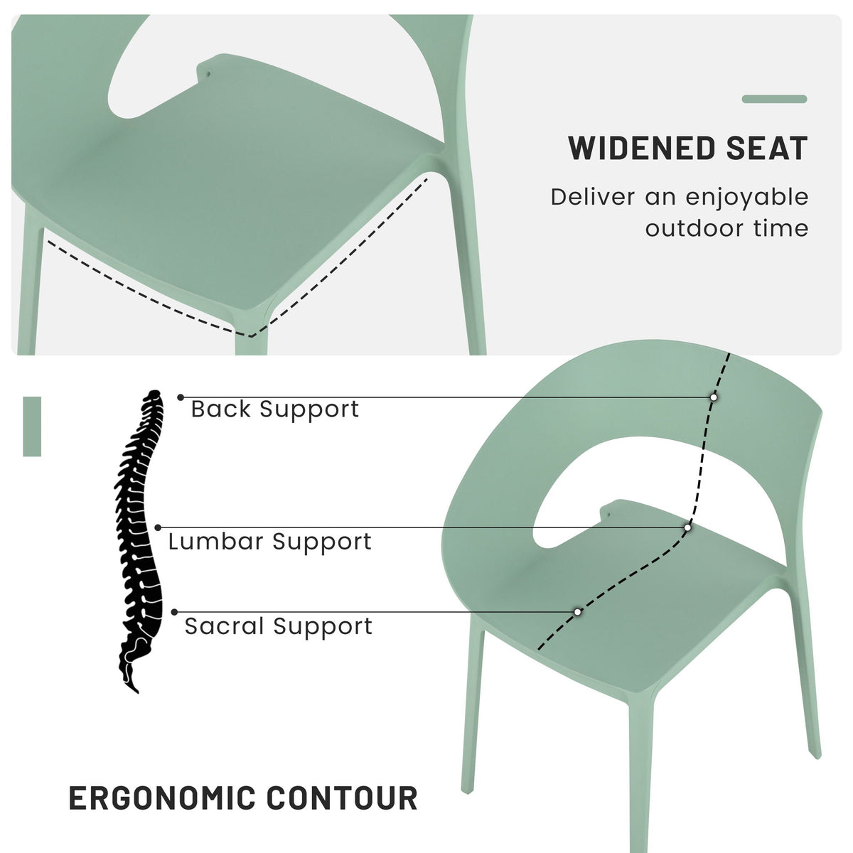 HouseOfZazla 4-Piece Outdoor Set with Folding Table in green ergonomic contoured seats on Tampa Home & Garden Store