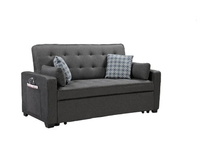 Sleeper Sofa with USB Ports and Pillows Gray