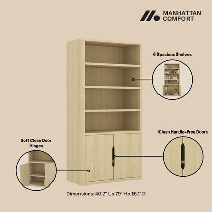 Modern bookcase with adjustable shelves in light wood, 6 shelves HouseOfZazla on Tampa Home & Garden Store