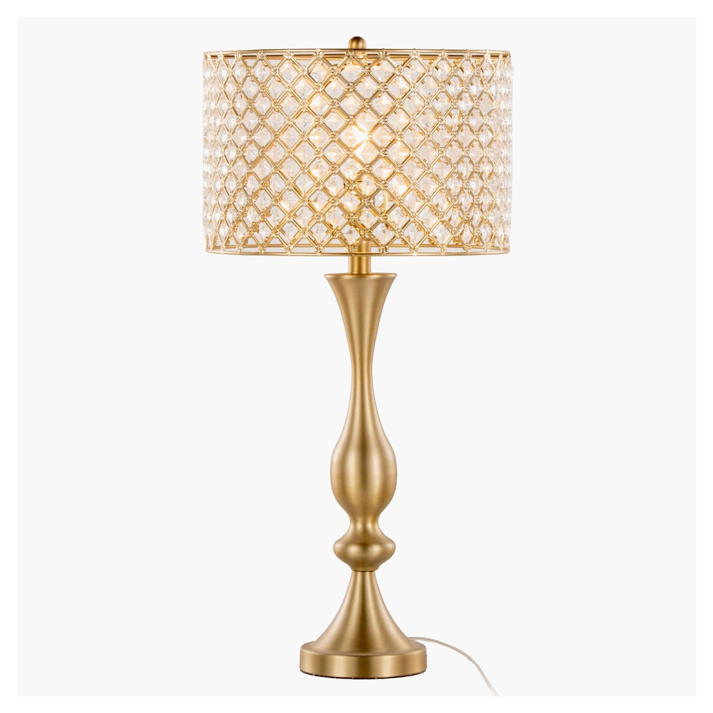 Topaz contemporary table lamp with gold lattice crystal shade and tapered base on Tampa Home & Garden Store