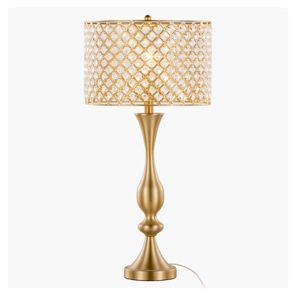 Topaz contemporary table lamp with gold lattice crystal shade and tapered base on Tampa Home & Garden Store