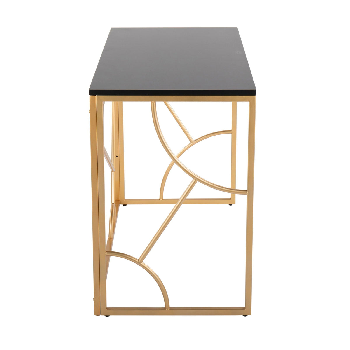 Contemporary writing desk with black tabletop and gold geometric metal frame by HouseOfZazla on Tampa Home & Garden Store