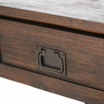 Monroe Solid Acacia Side Table dark brown wood grain with metal hardware on Tampa Home & Garden Store