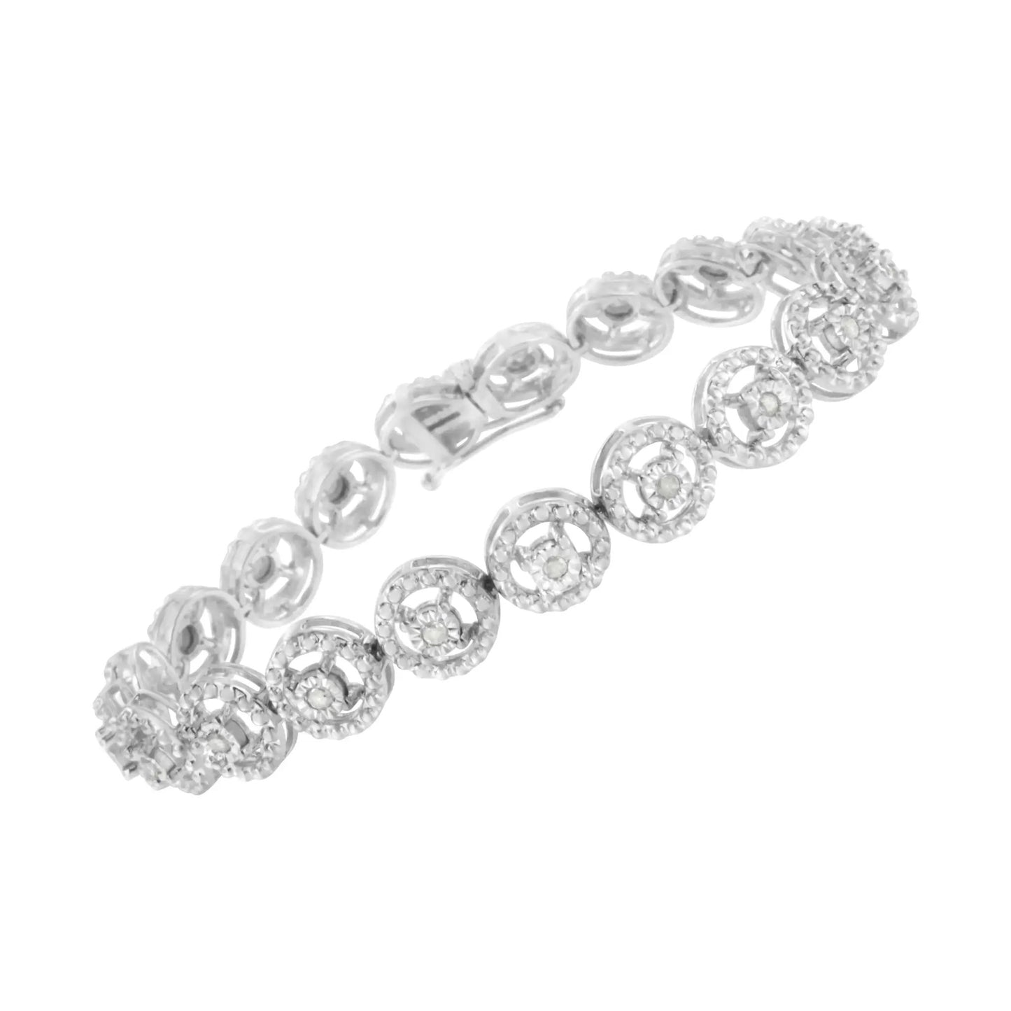 Bracelet .925 sterling silver diamond nested circle links open-wheel 7in design by Bids.com on Tampa Home & Garden Store