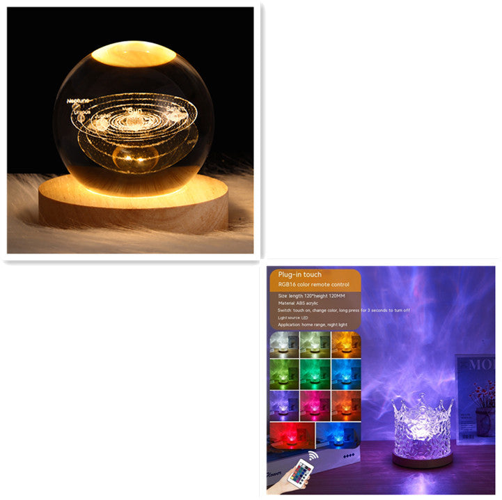 LED water ripple ambient night light on wooden base with warm amber glow on Tampa Home & Garden Store
LED water ripple ambient night light with remote and 16 color options on Tampa Home & Garden Store