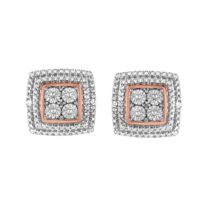 Diamond accent earrings by Bids.com 10K gold plated sterling silver pave square frames pair on Tampa Home & Garden Store