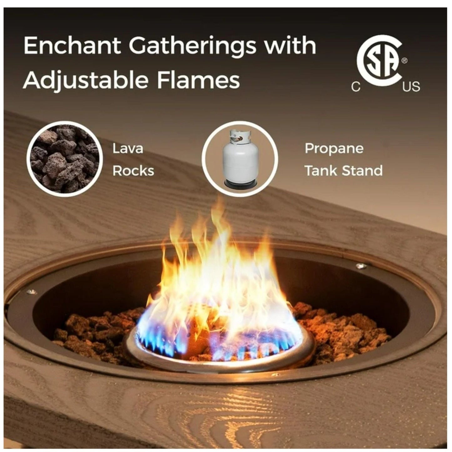 Outdoor Propane Fire Pit and Ice Bucket Table