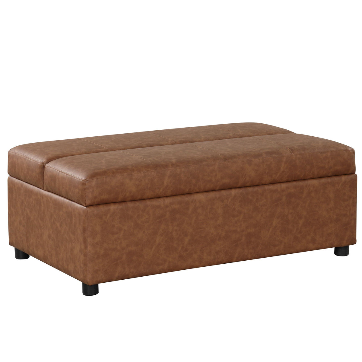 Twin size folding ottoman sleeper bed with mattress in brown faux leather on Tampa Home & Garden Store