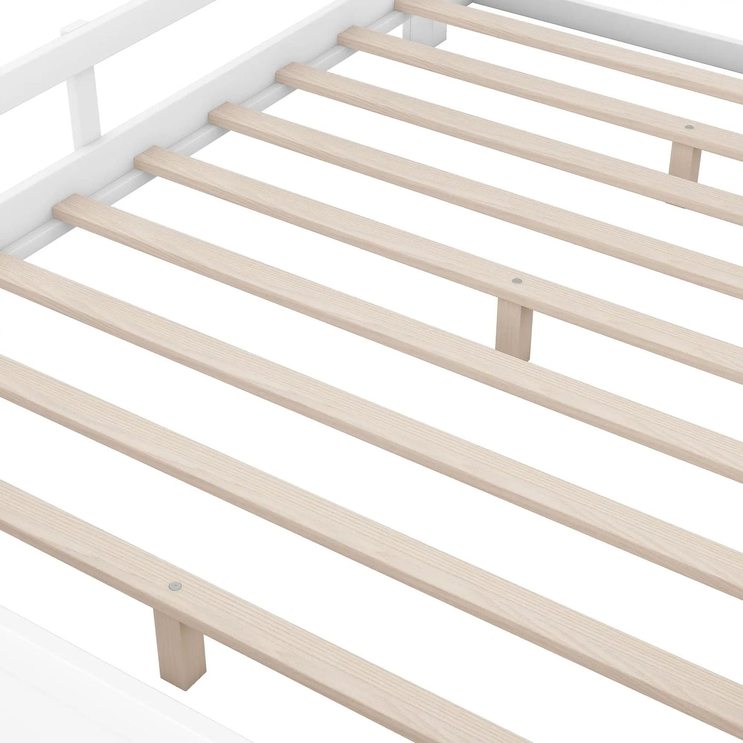 Wood Platform Bed With Led Light and Guardrail