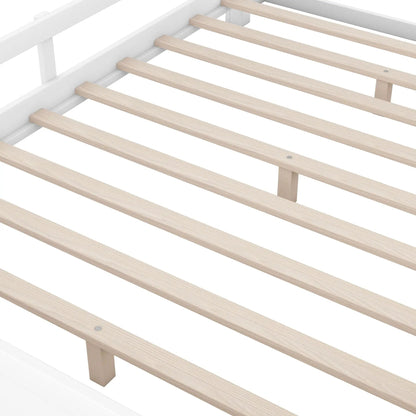 Wood Platform Bed With Led Light and Guardrail