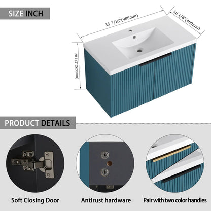 Modern Wall Mounted Vanity With Resin Double Sink
