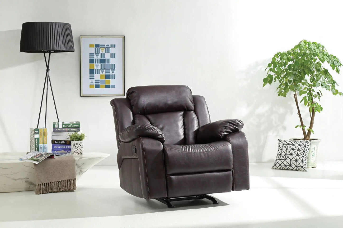 Comfortable Rocking Motion Recliner, dark brown leather rocker chair by Unique Piece Furniture on Tampa Home & Garden Store