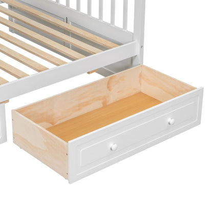 Bunk Bed With Drawers by HouseOfZazla, white frame with natural wood drawer interiors on Tampa Home & Garden Store