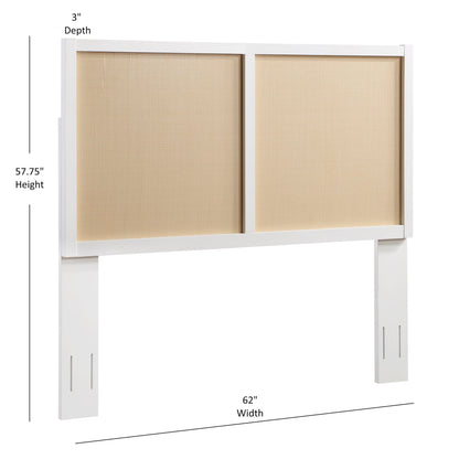 Cane headboard with adjustable height, light brown woven cane panels, white frame, HouseOfZazla on Tampa Home & Garden Store