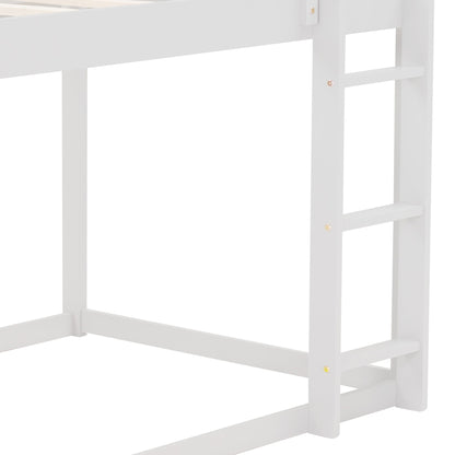 Low bunk bed with house-shaped frame and ladder, white finish by HouseOfZazla on Tampa Home & Garden Store