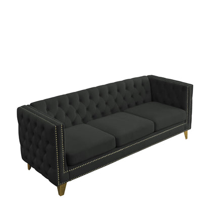 Modern Button Tufted Sofa With Nailhead Trim