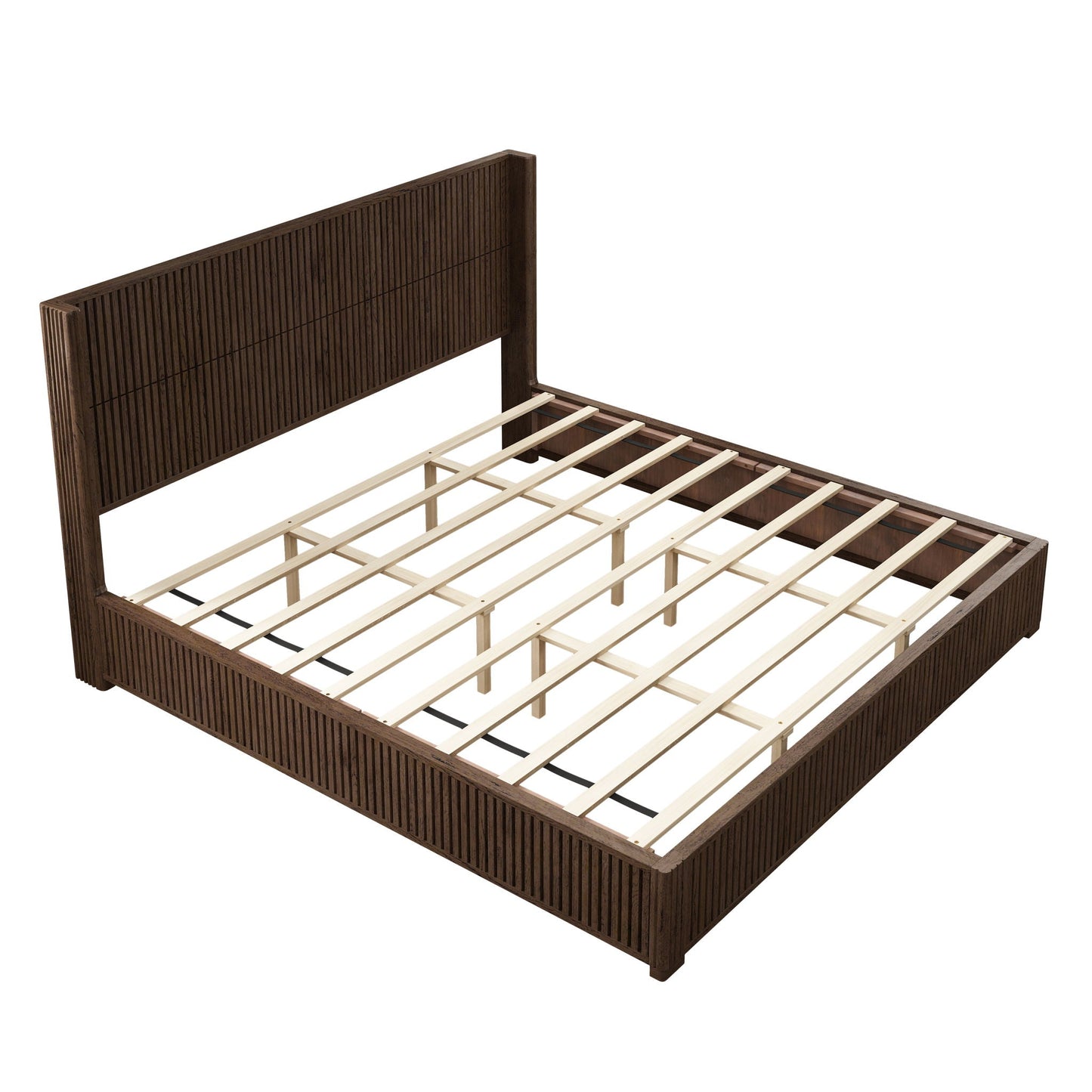 Modern Platform Bed Frame with Tall Headboard