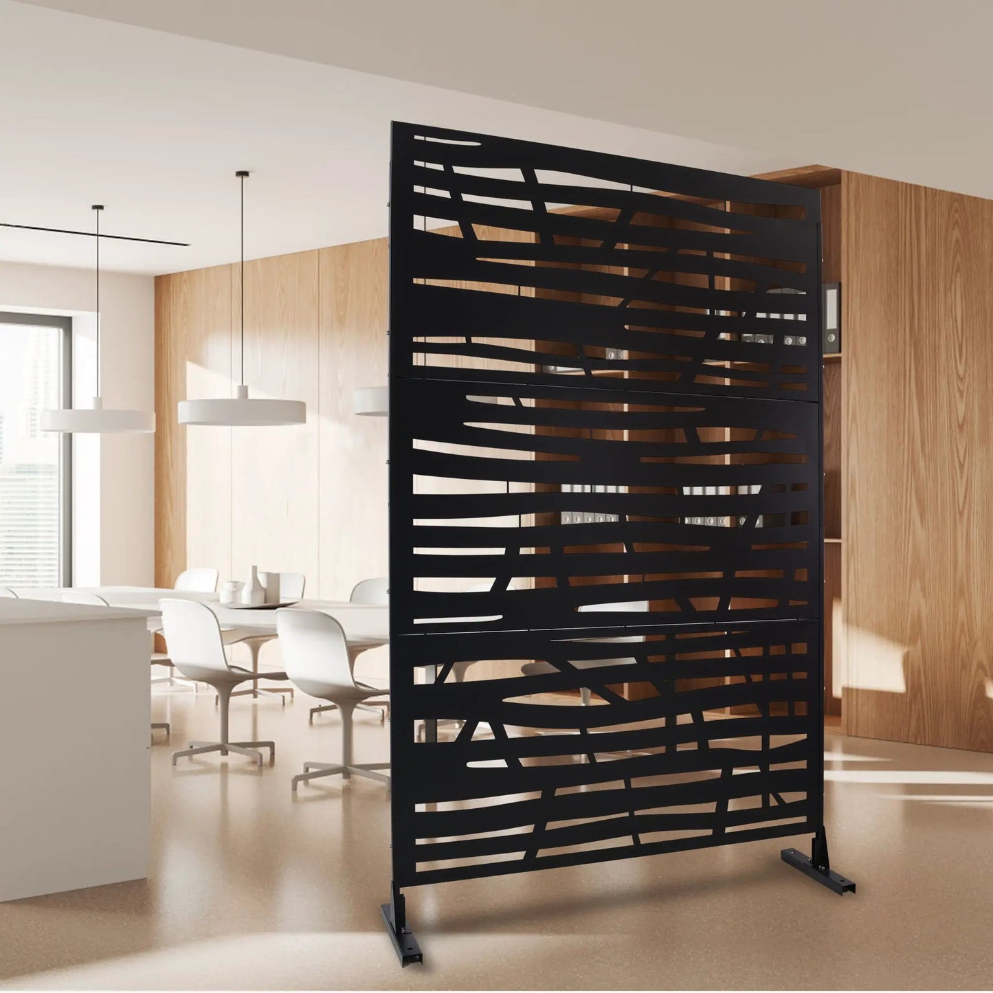 Outdoor & Indoor Privacy Screen metal room divider black slat design Unique Piece Furniture on Tampa Home & Garden Store