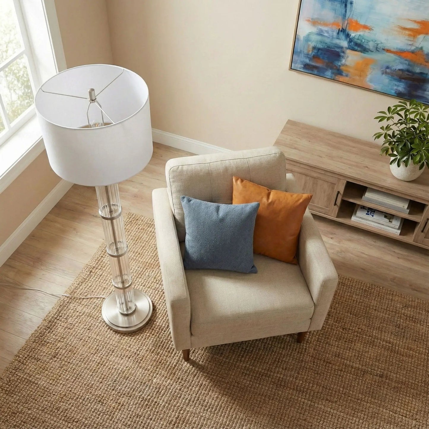 Nimbus Floor Lamp with 3 Way Rotary Switch Glass