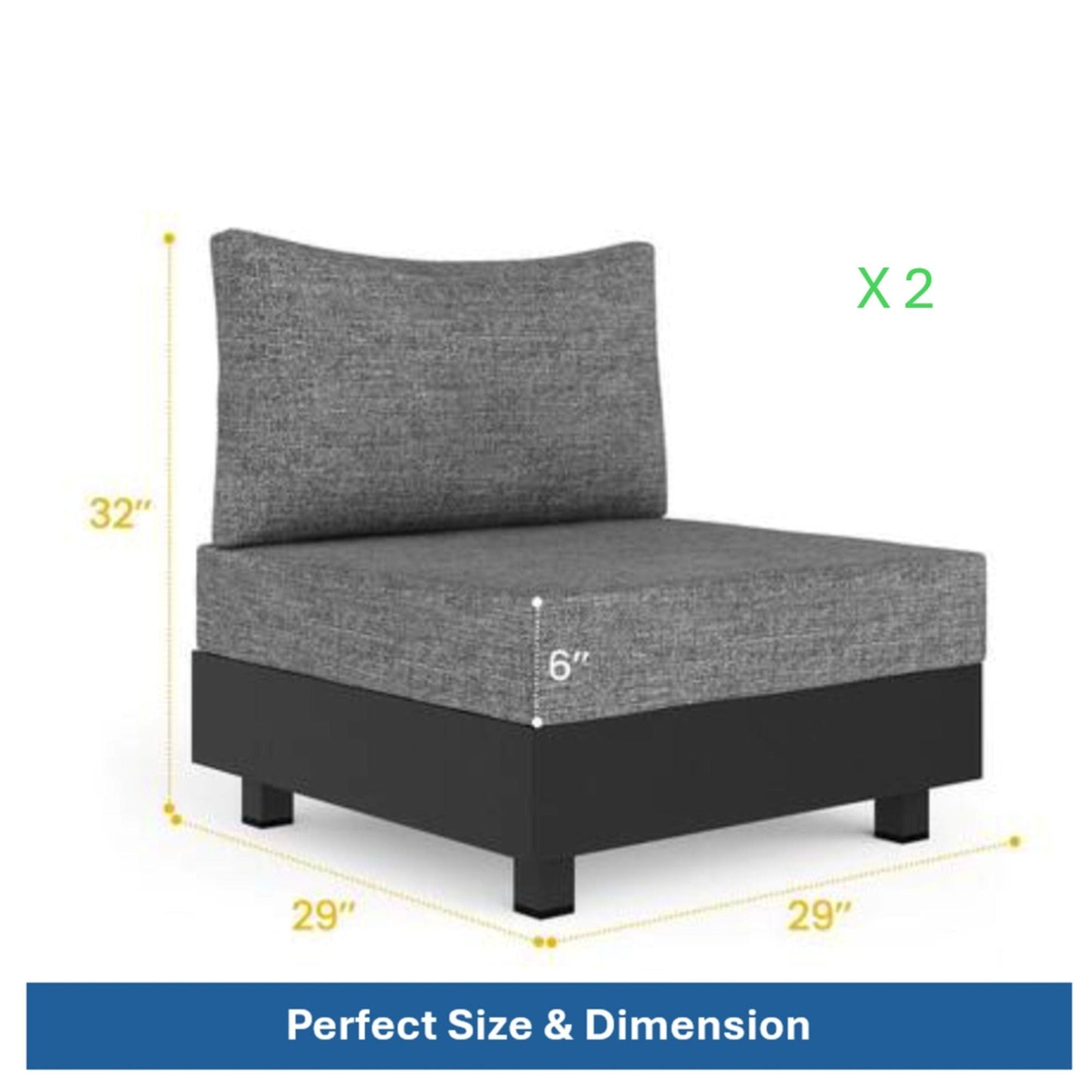 Modular armless chairs with coffee table garden set gray by HouseOfZazla set of 2 on Tampa Home & Garden Store
